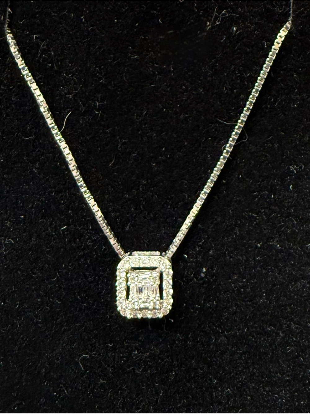 Bony Levy 18K White Gold Diamond Rectangle Pendant Necklace